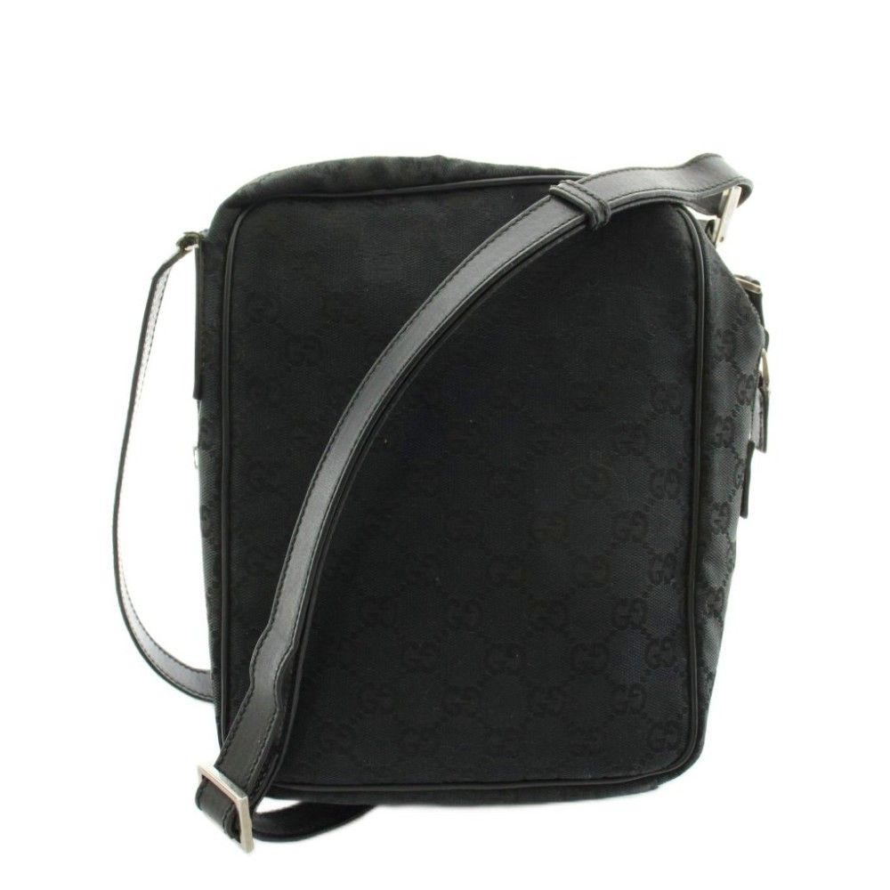Gucci GG Canvas Shoulder Bag Leather Black