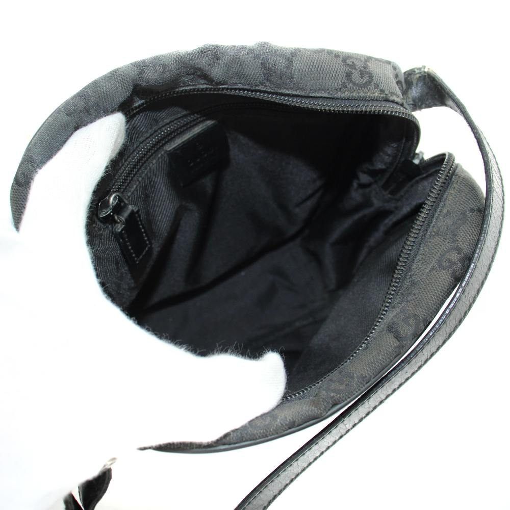 Gucci GG Canvas Shoulder Bag Leather Black — view 5