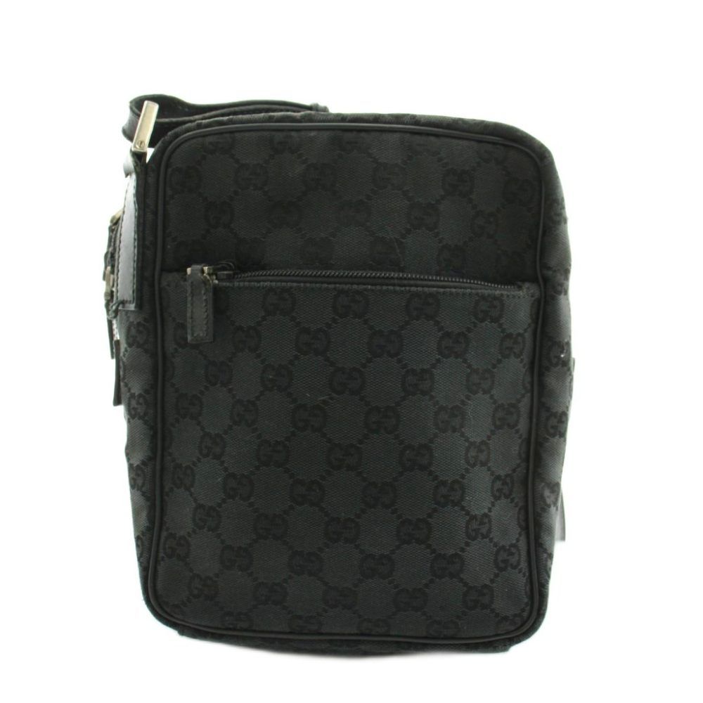 Gucci GG Canvas Shoulder Bag Leather Black — view 2