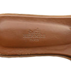 Hermes Oran Sandals Leather Open Toe Flat 38 Brown — view 7