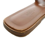 Hermes Oran Sandals Leather Open Toe Flat 38 Brown — view 8