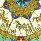 Hermes Carre 90 Luna Park Amusement Scarf Silk All Over Pattern Green — view 5
