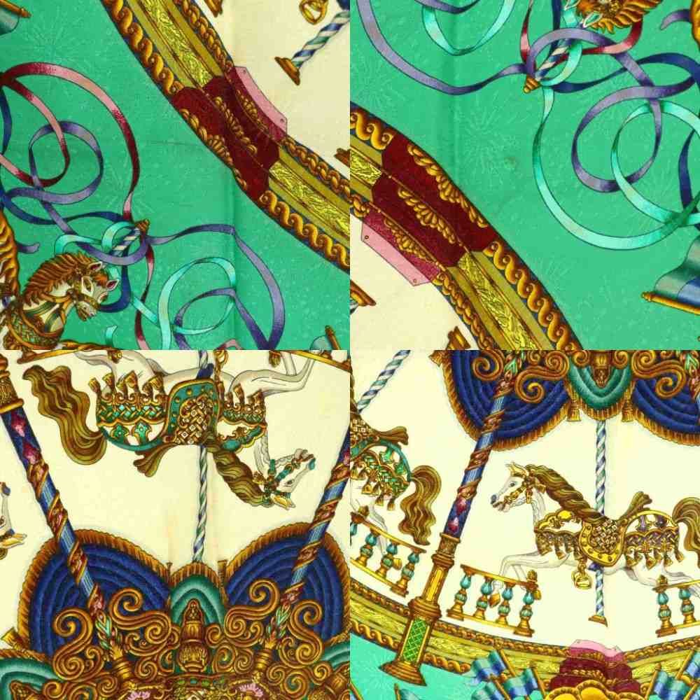 Hermes Carre 90 Luna Park Amusement Scarf Silk All Over Pattern Green — view 7