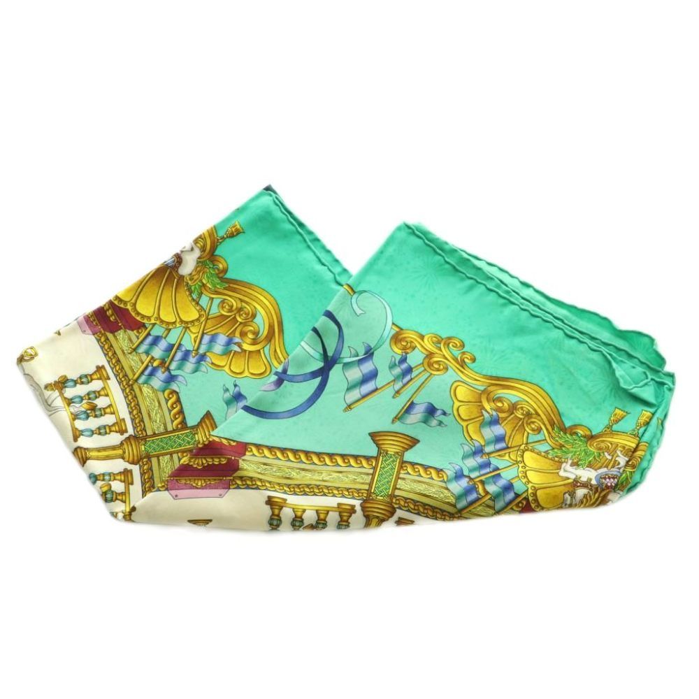 Hermes Carre 90 Luna Park Amusement Scarf Silk All Over Pattern Green — view 3