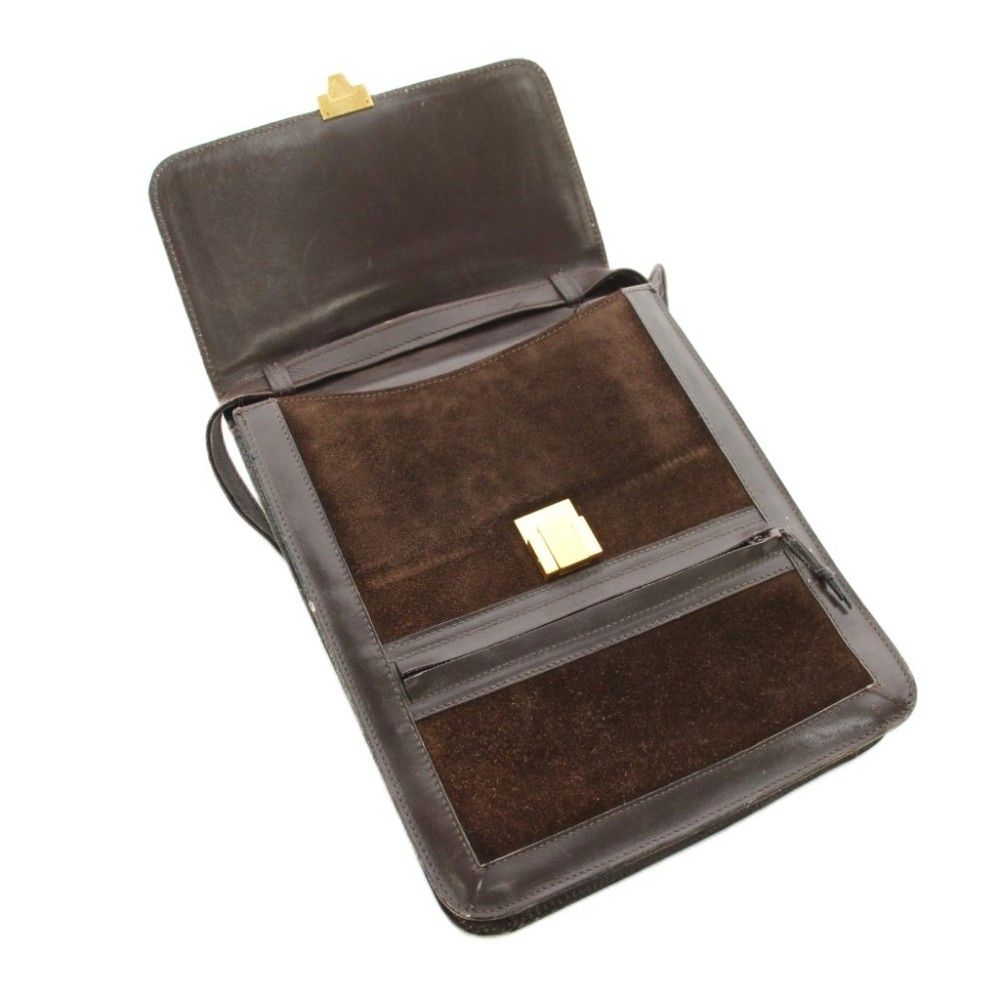 Gucci Parfums Vintage Sherry Line Shoulder Bag GG Logo Suede Leather Brown YT — view 6