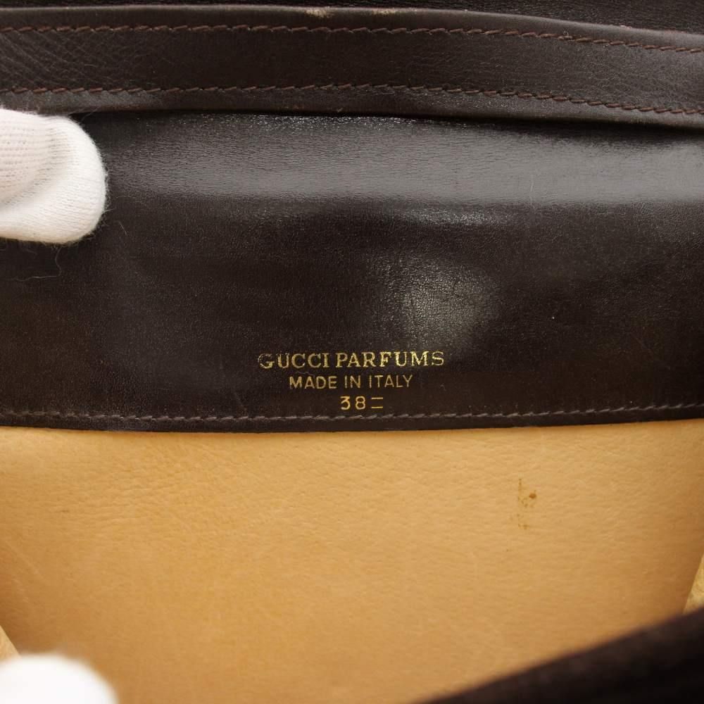 Gucci Parfums Vintage Sherry Line Shoulder Bag GG Logo Suede Leather Brown YT — view 5