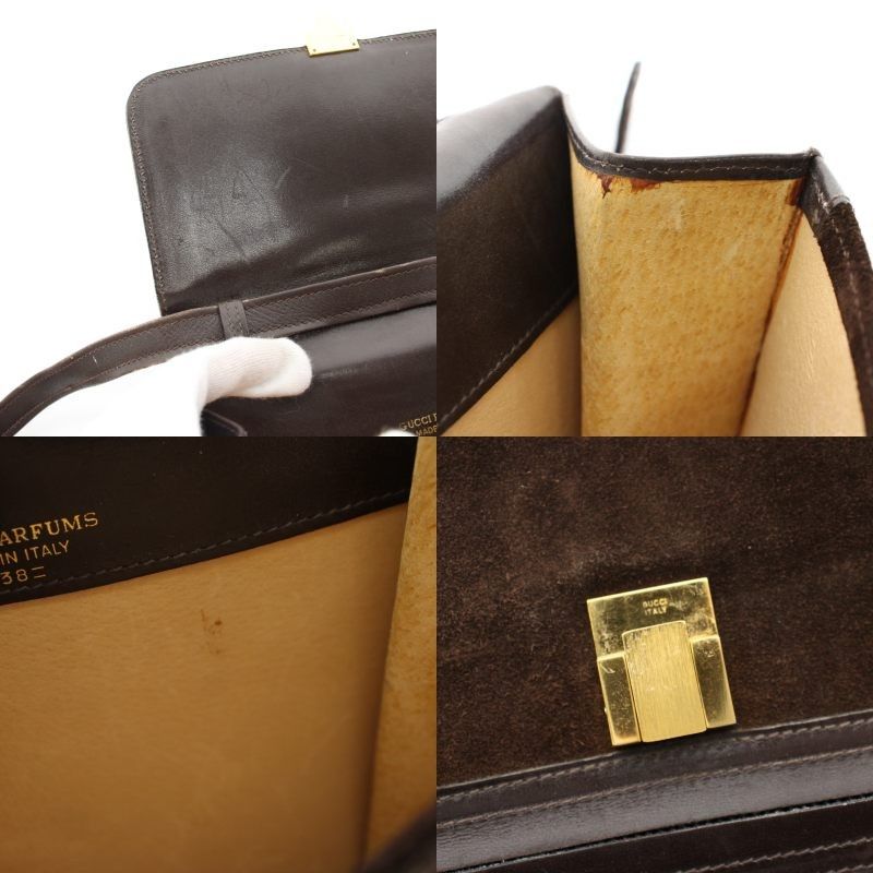 Gucci Parfums Vintage Sherry Line Shoulder Bag GG Logo Suede Leather Brown YT — view 8