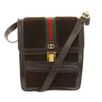 Gucci Parfums Vintage Sherry Line Shoulder Bag GG Logo Suede Leather Brown YT