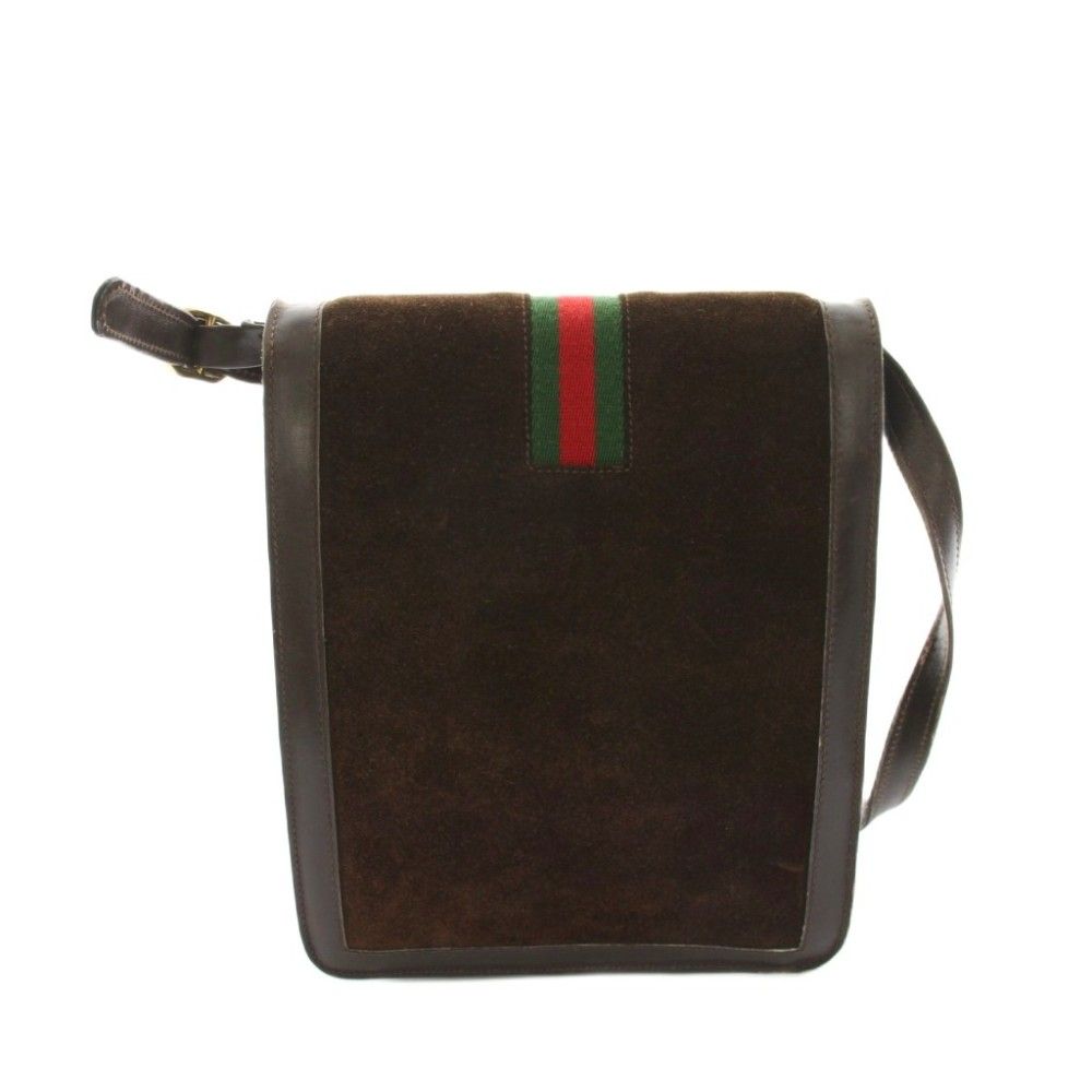 Gucci Parfums Vintage Sherry Line Shoulder Bag GG Logo Suede Leather Brown YT — view 3