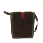 Gucci Parfums Vintage Sherry Line Shoulder Bag GG Logo Suede Leather Brown YT — view 3