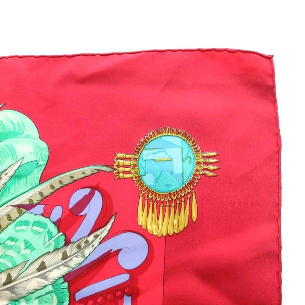 Hermes Carre 90 Mexico Mexique Scarf Buddha Statue Multicolor Red Green SS — view 4