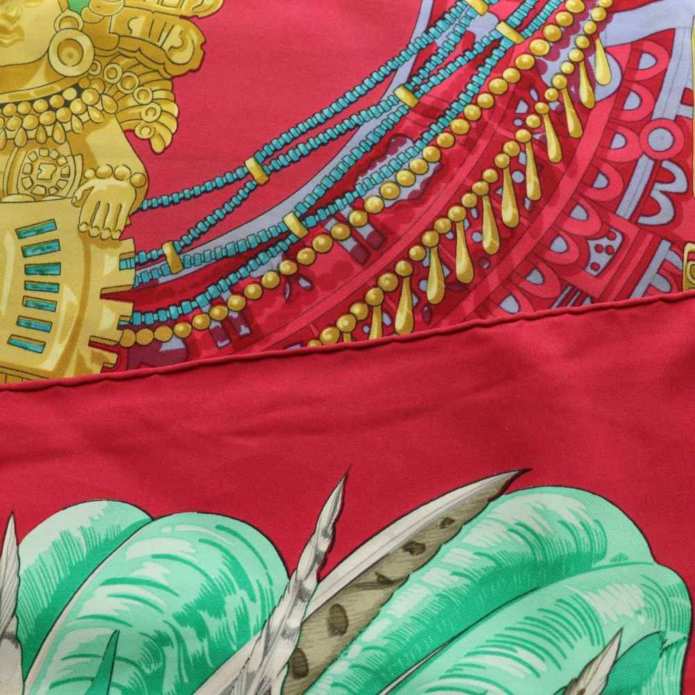 Hermes Carre 90 Mexico Mexique Scarf Buddha Statue Multicolor Red Green SS — view 5