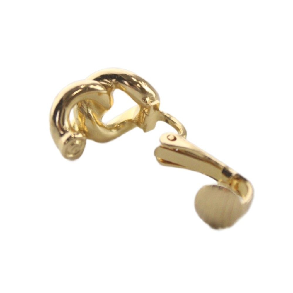 Dior Earrings Clip on Rhinestone Logo Gold — view 4