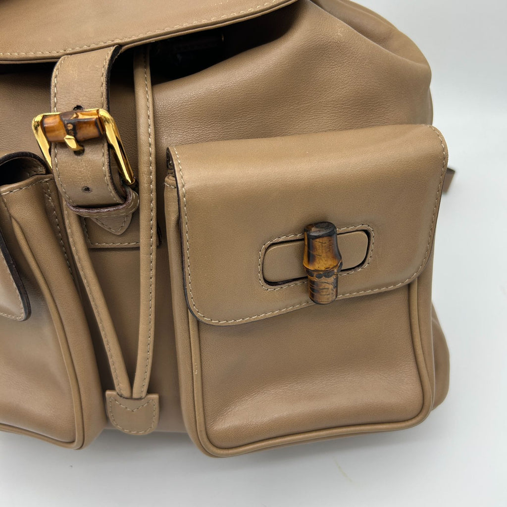 Gucci Bamboo Backpack Shoulder Bag Beige Brown — view 9