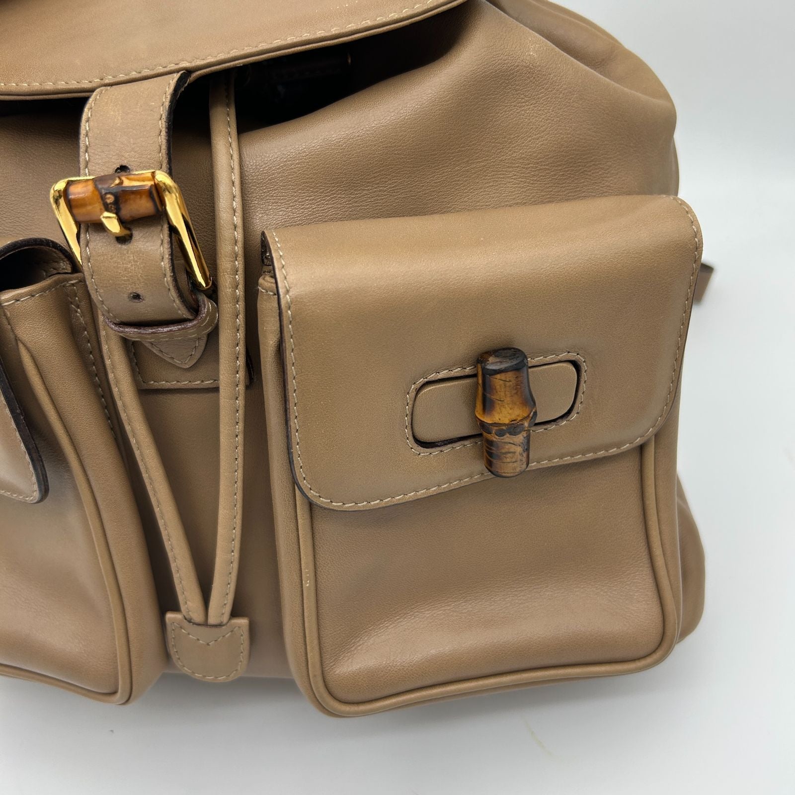 Gucci Bamboo Backpack Shoulder Bag Beige Brown — view 9