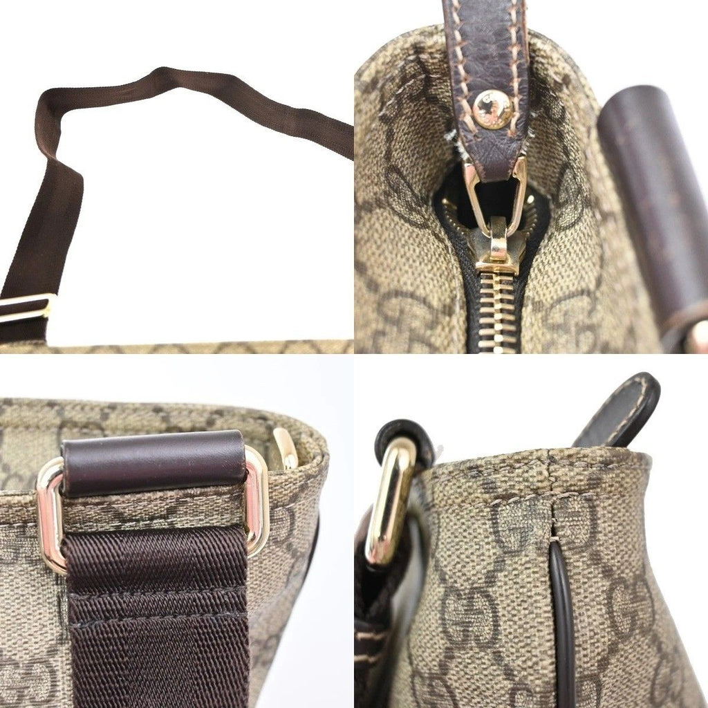 Gucci GG Supreme Shoulder Bag Brown Leather — view 9