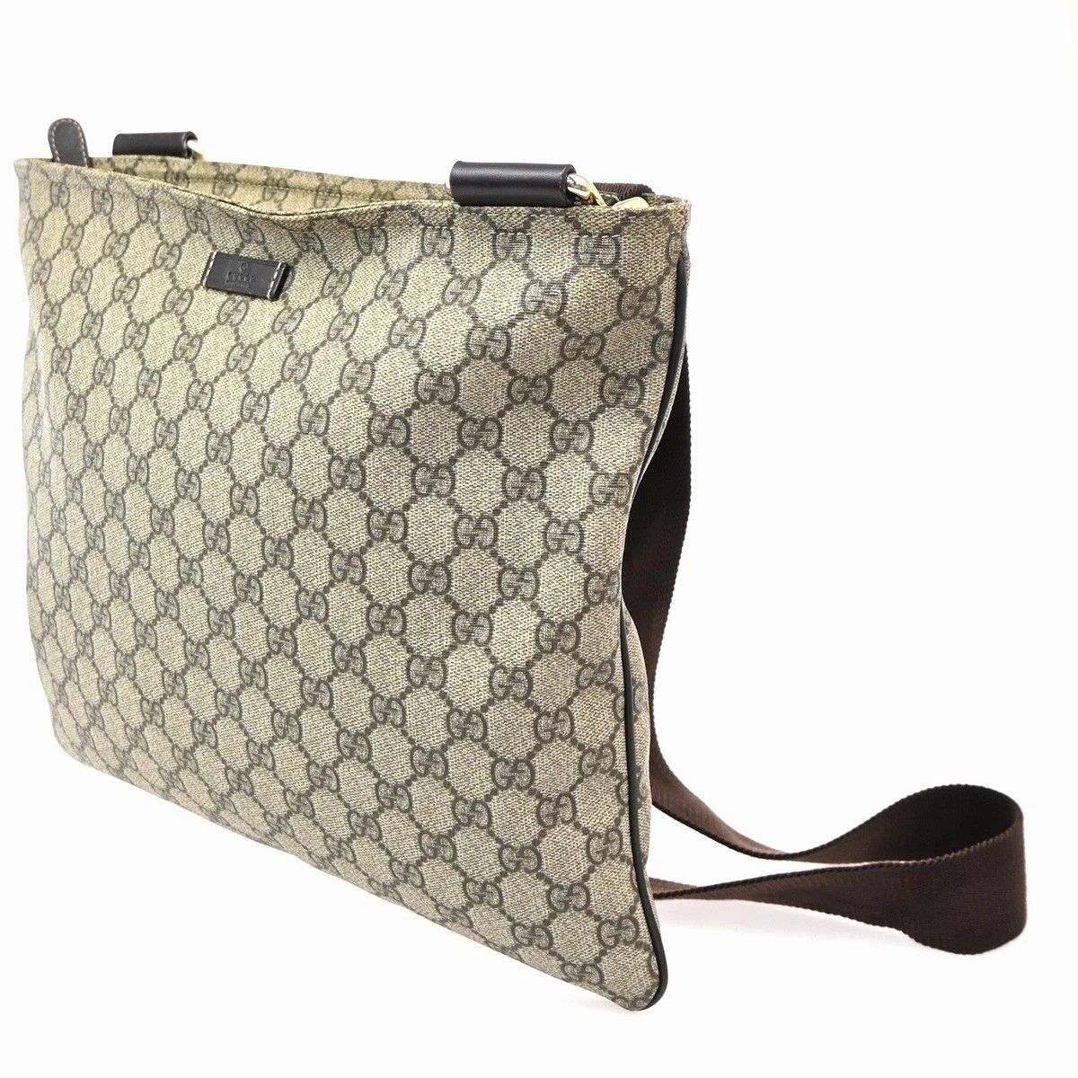 Gucci GG Supreme Shoulder Bag Brown Leather — view 2