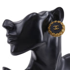 Chanel CC Logo Vintage Gold Plated Plastic Black Earrings — view 2