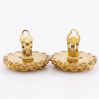 Chanel CC Logo Vintage Gold Plated Plastic Black Earrings — view 5