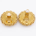 Chanel CC Logo Vintage Gold Plated Plastic Black Earrings — view 4