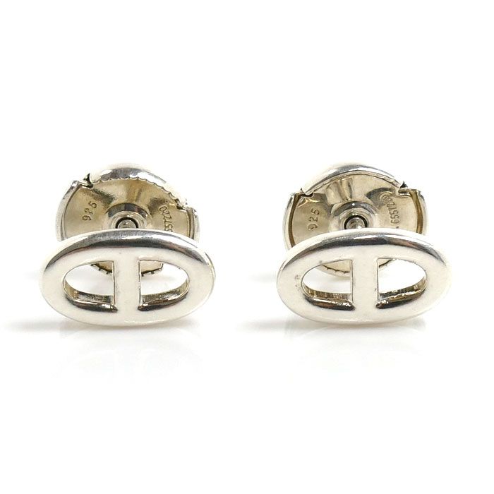 Hermes 925 Sterling Silver Chaine D'ancre Farandole TPM Earrings — view 3