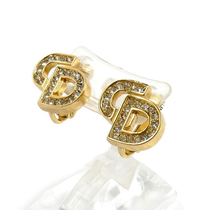 Dior CD Logo Rhinestone Earrings — view 2