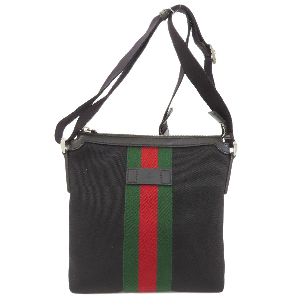 Gucci Long Shoulder Sherry Line Bag Canvas Leather
