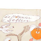 Hermes Carre 90 le Pommier Sellier le Series Silk Scarf Horse Apple Animal Beige — view 7