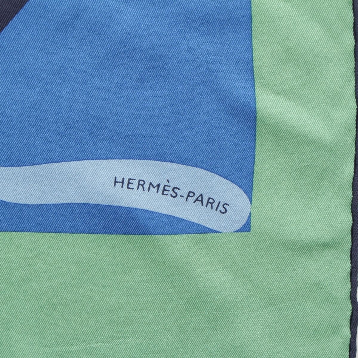 Hermes Carre 70 Silk Is This a Love Story? Scarf Orange Green — view 6
