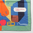 Hermes Carre 70 Silk Is This a Love Story? Scarf Orange Green — view 5