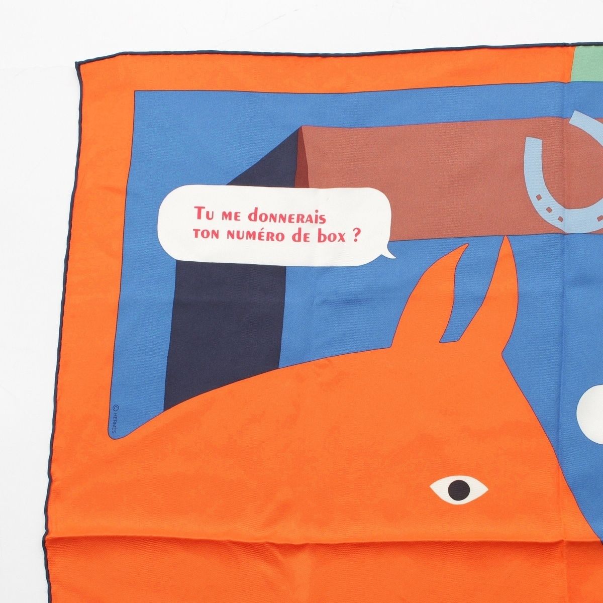 Hermes Carre 70 Silk Is This a Love Story? Scarf Orange Green — view 2