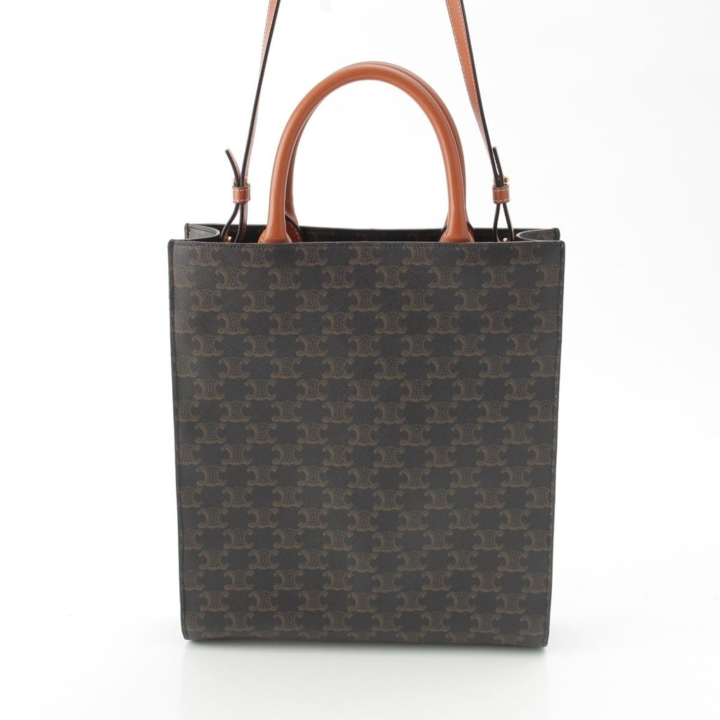 Celine Vertical Cover Small Leather 2-Way Tote Triomphe Tan Brown — view 4