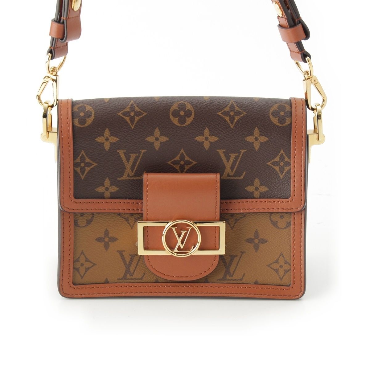 Louis Vuitton Dauphine Mini Monogram Reverse 2-Way Shoulder Clutch Brown — view 2
