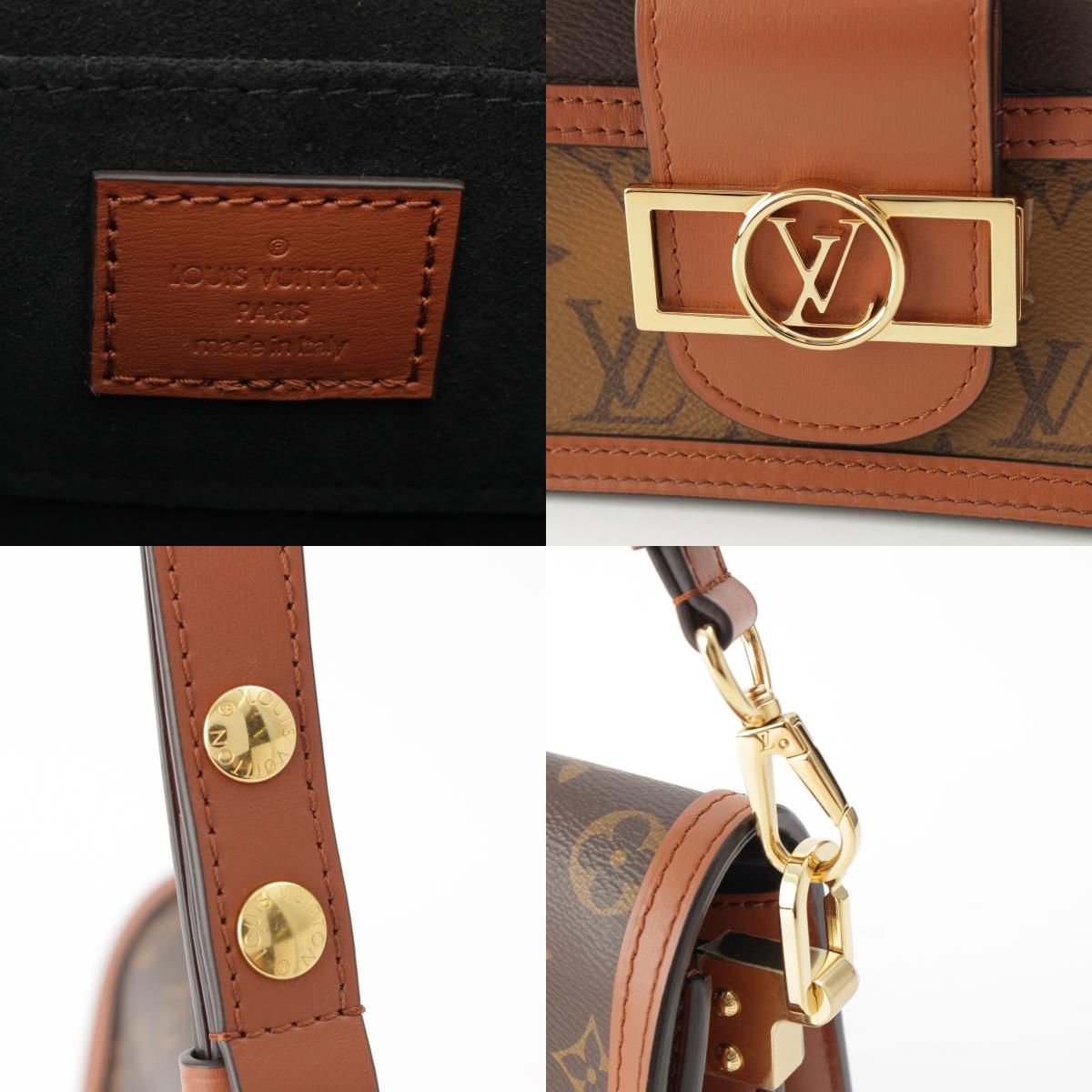 Louis Vuitton Dauphine Mini Monogram Reverse 2-Way Shoulder Clutch Brown — view 8