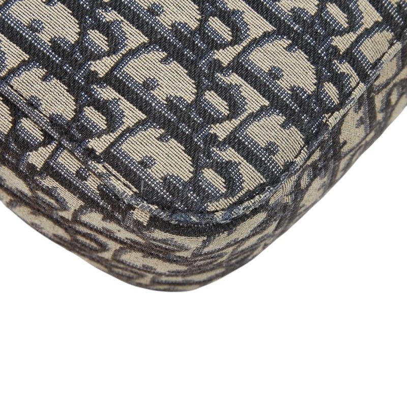 Dior Oblique Saddle Logo Jacquard Crossbody Shoulder Bag Black Beige Canvas — view 8