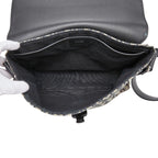 Dior Oblique Saddle Logo Jacquard Crossbody Shoulder Bag Black Beige Canvas — view 9