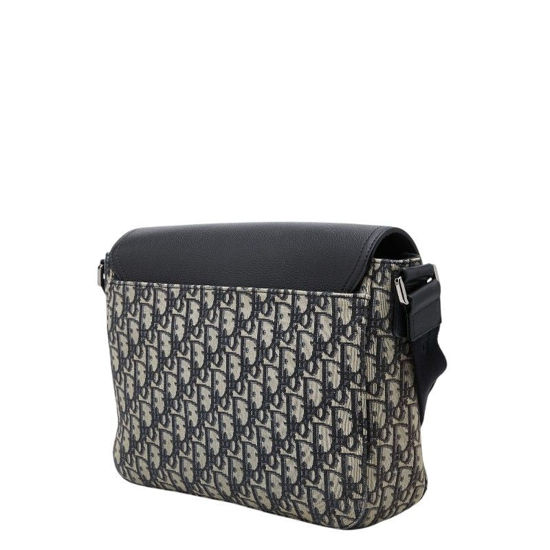 Dior Oblique Saddle Logo Jacquard Crossbody Shoulder Bag Black Beige Canvas — view 2