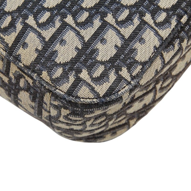 Dior Oblique Saddle Logo Jacquard Crossbody Shoulder Bag Black Beige Canvas — view 7