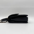 Chanel Shoulder Bag Top Handle Quilted CC Logo Turnlock Gold Chain Leather Black — view 4