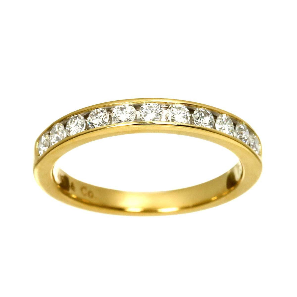Tiffany & Co Channel Setting Ring Half Diamond 18k YG 750 — view 2