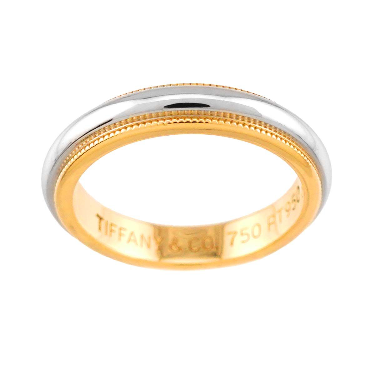 Tiffany & Co Milgrain Band Ring Platinum Pt 18k YG 750 — view 2
