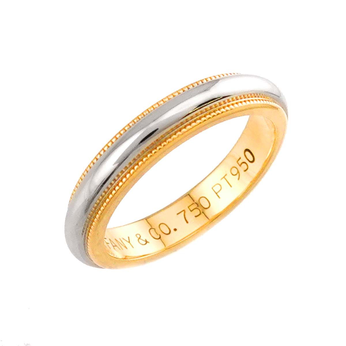 Tiffany & Co Milgrain Band Ring Platinum Pt 18k YG 750 — view 4