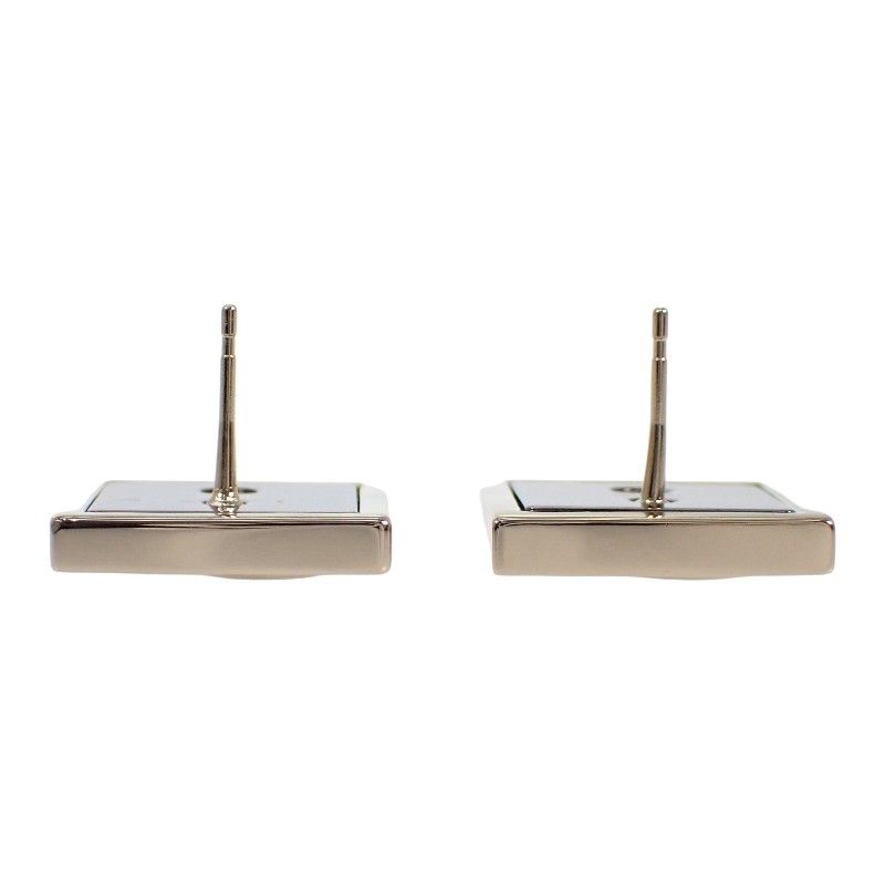 Chanel CC Square CC Logo Earrings Metal Gold Black — view 5