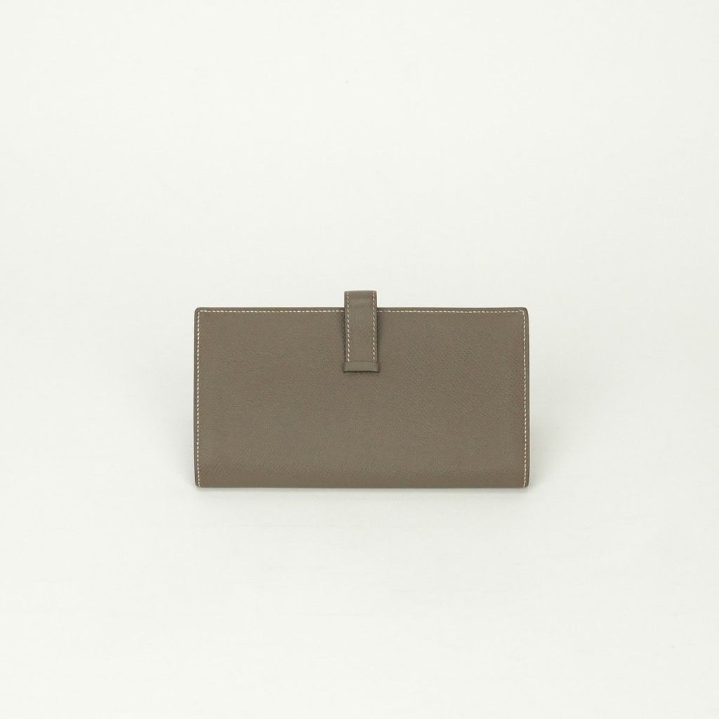 Hermes Bearn Souffle Wallet Epsom Etoupe Gray Silver Veau — view 2