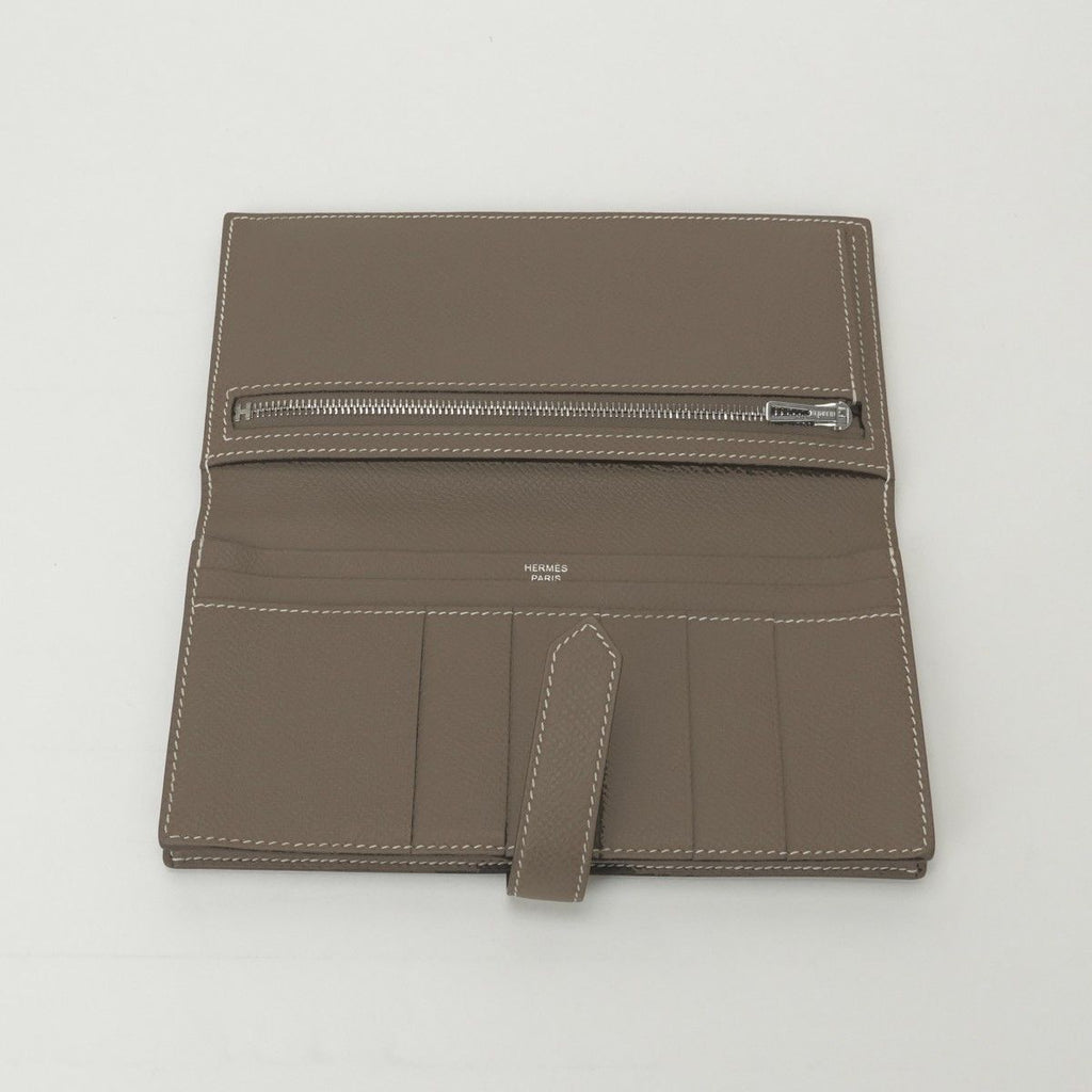 Hermes Bearn Souffle Wallet Epsom Etoupe Gray Silver Veau — view 5