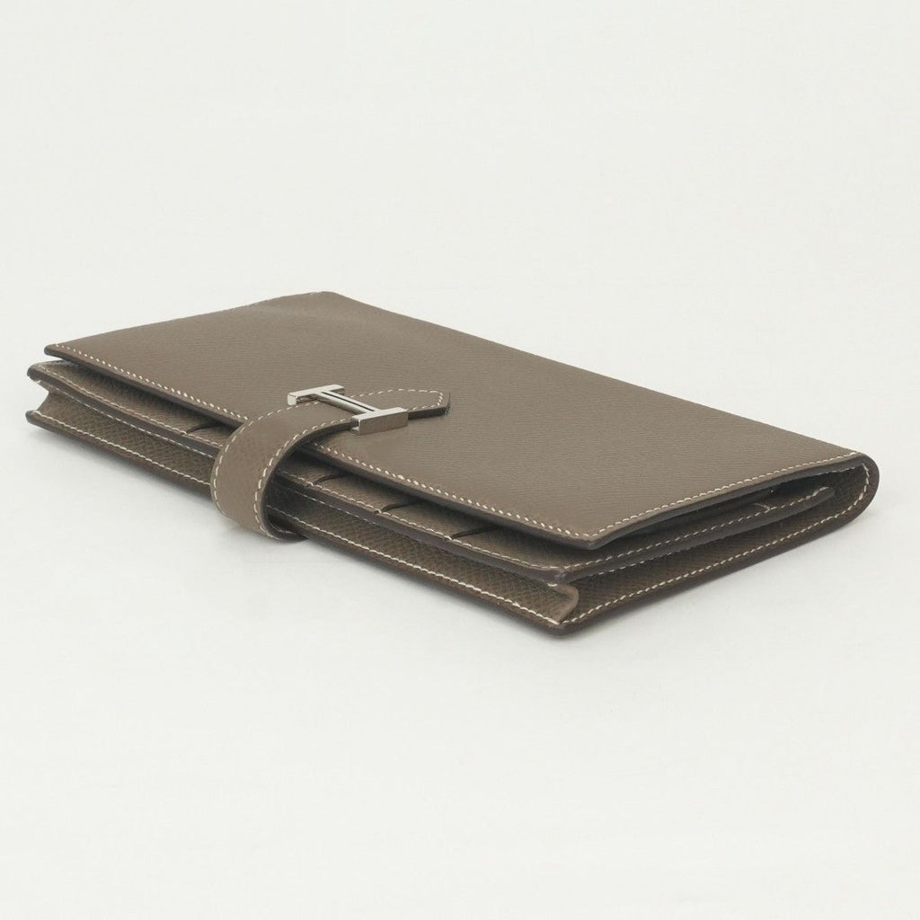 Hermes Bearn Souffle Wallet Epsom Etoupe Gray Silver Veau — view 4