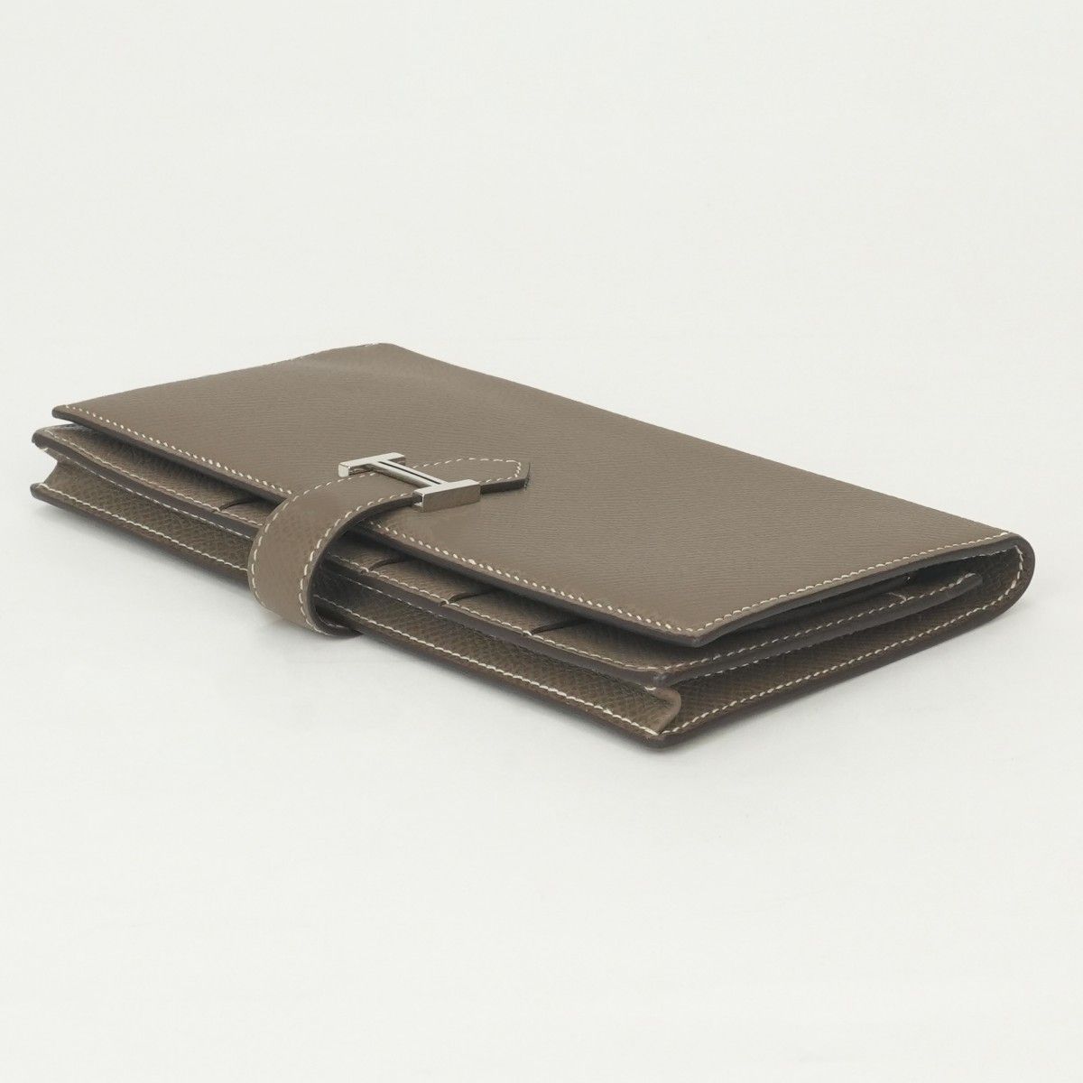 Hermes Bearn Souffle Wallet Epsom Etoupe Gray Silver Veau — view 4