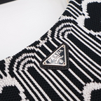 Prada Cles Jacquard Leather Shoulder Bag Black White — view 6