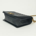 Chanel Boy 25 Shoulder Bag Caviar Leather Navy Gold Chain Double — view 5