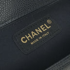 Chanel Boy 25 Shoulder Bag Caviar Leather Navy Gold Chain Double — view 8